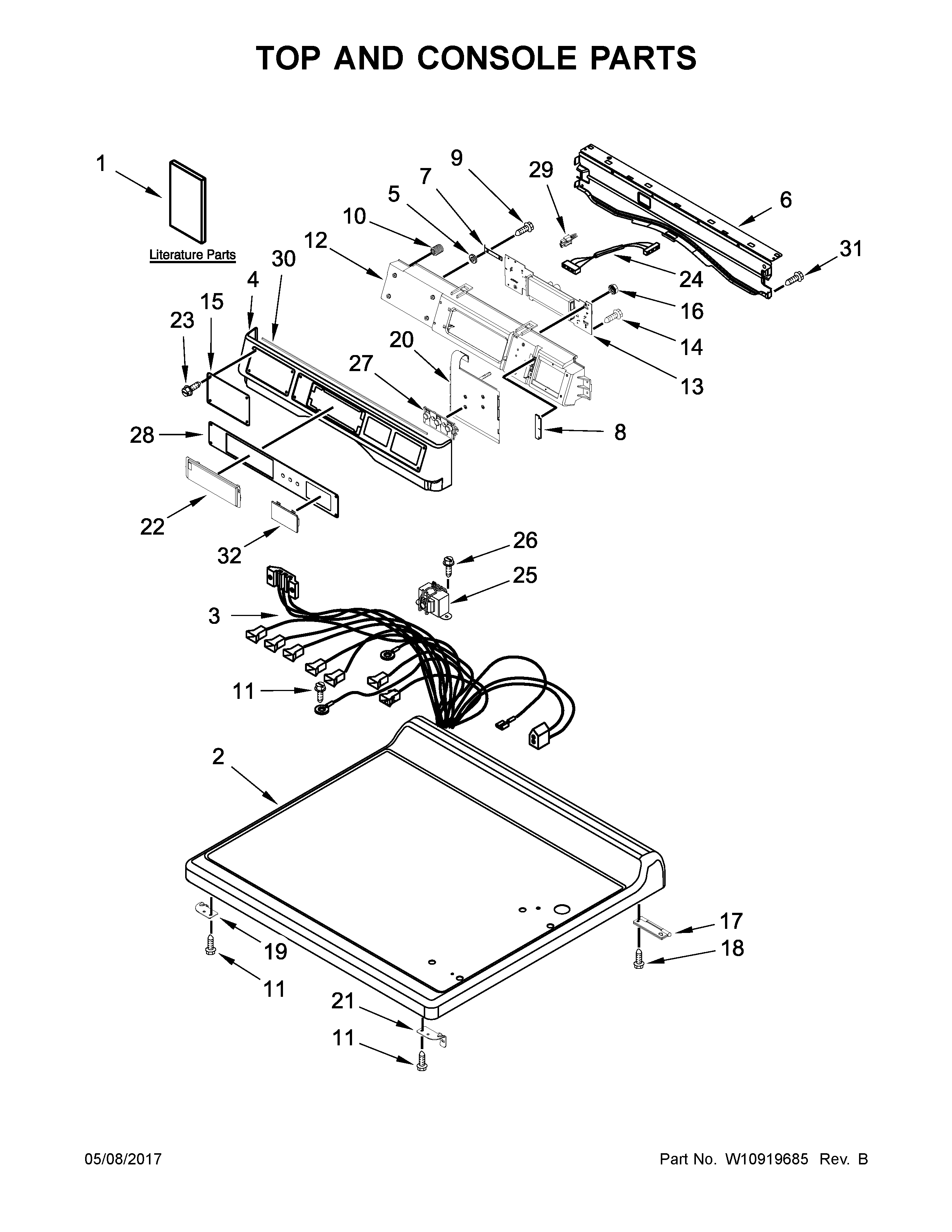 Top and console parts