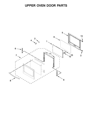 Upper oven door parts
