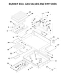 Burner box, gas valves and switches
