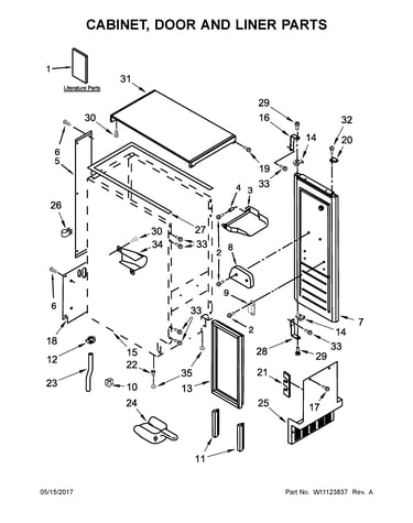 Cabinet, door and liner parts