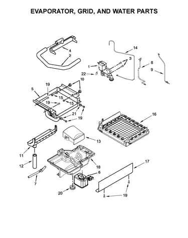 Evaporator, grid, and water parts