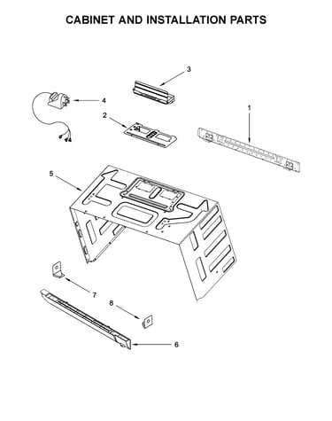 Cabinet and installation parts