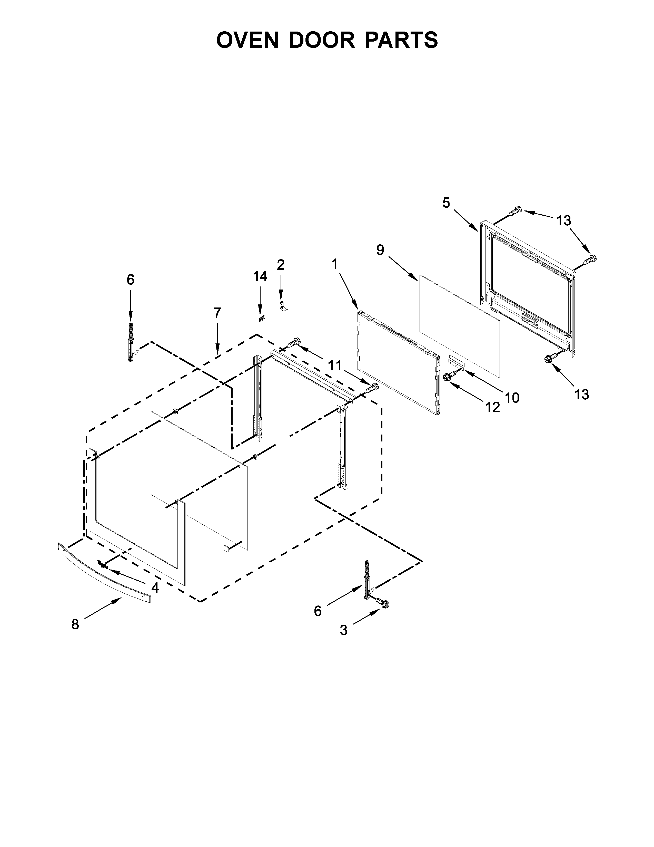 Oven door parts