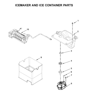 Icemaker and ice container parts