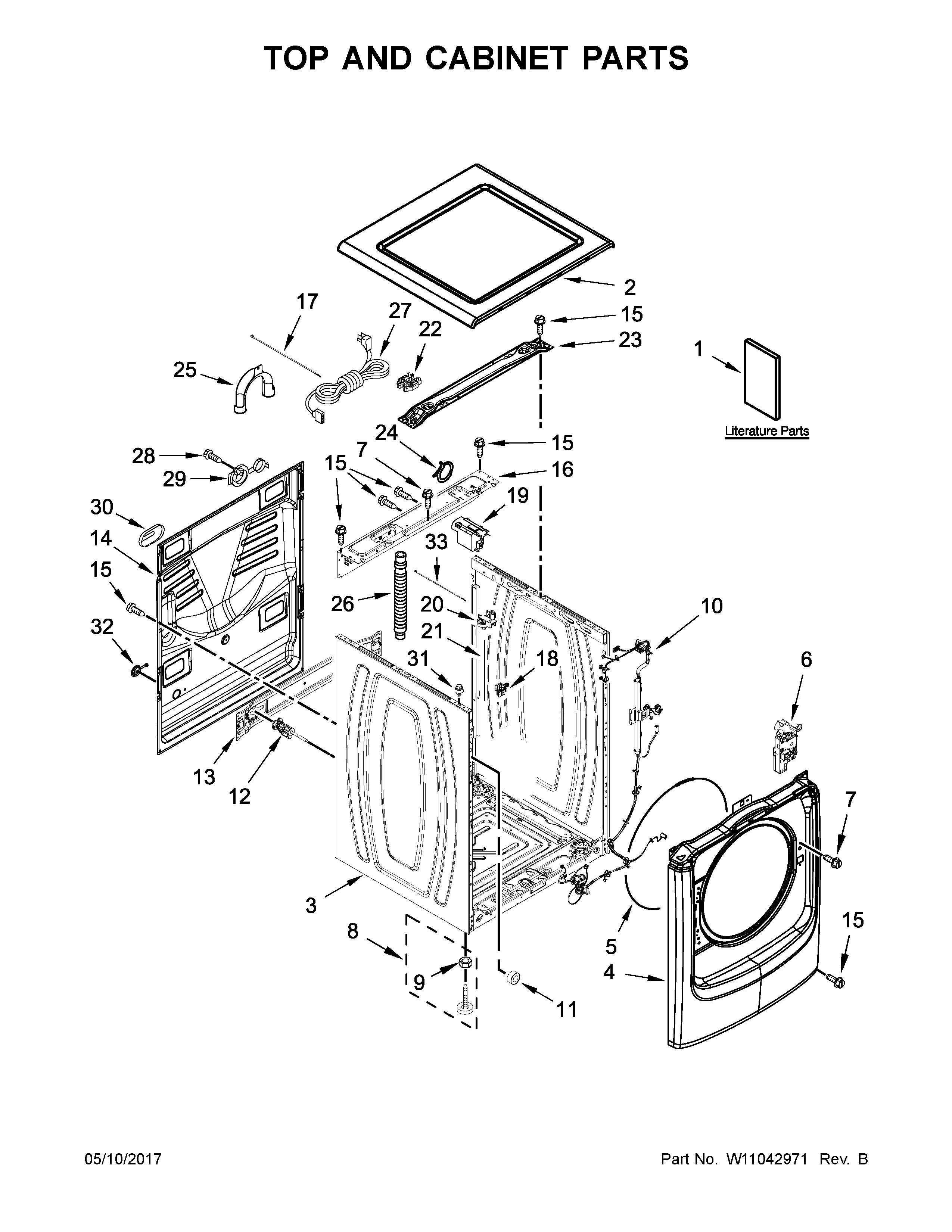 Top and cabinet parts