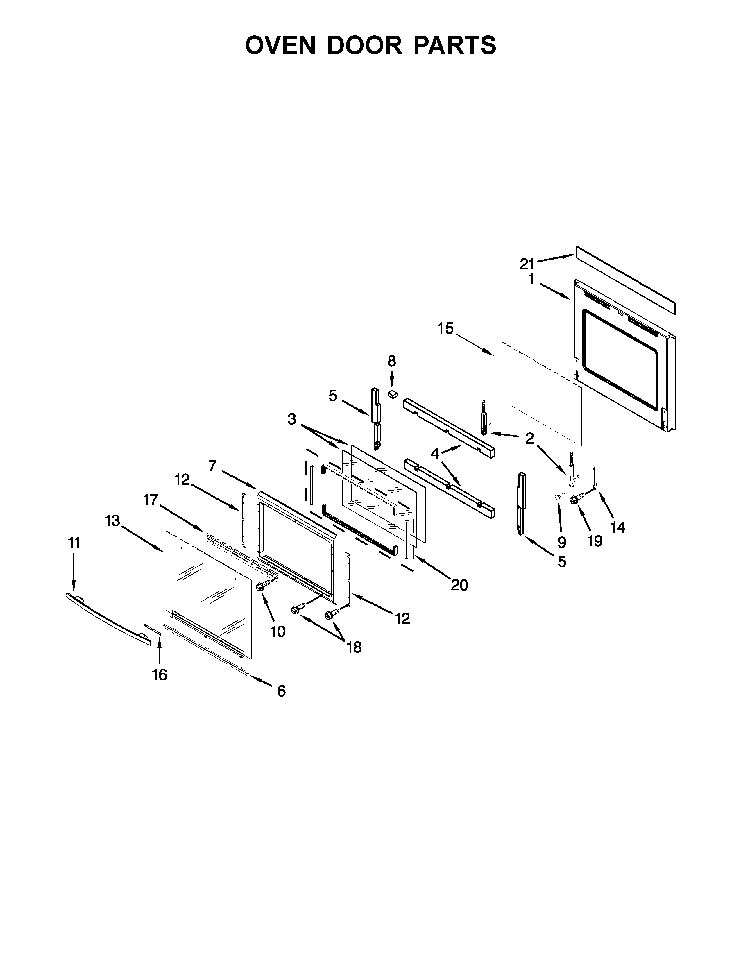 Oven door parts