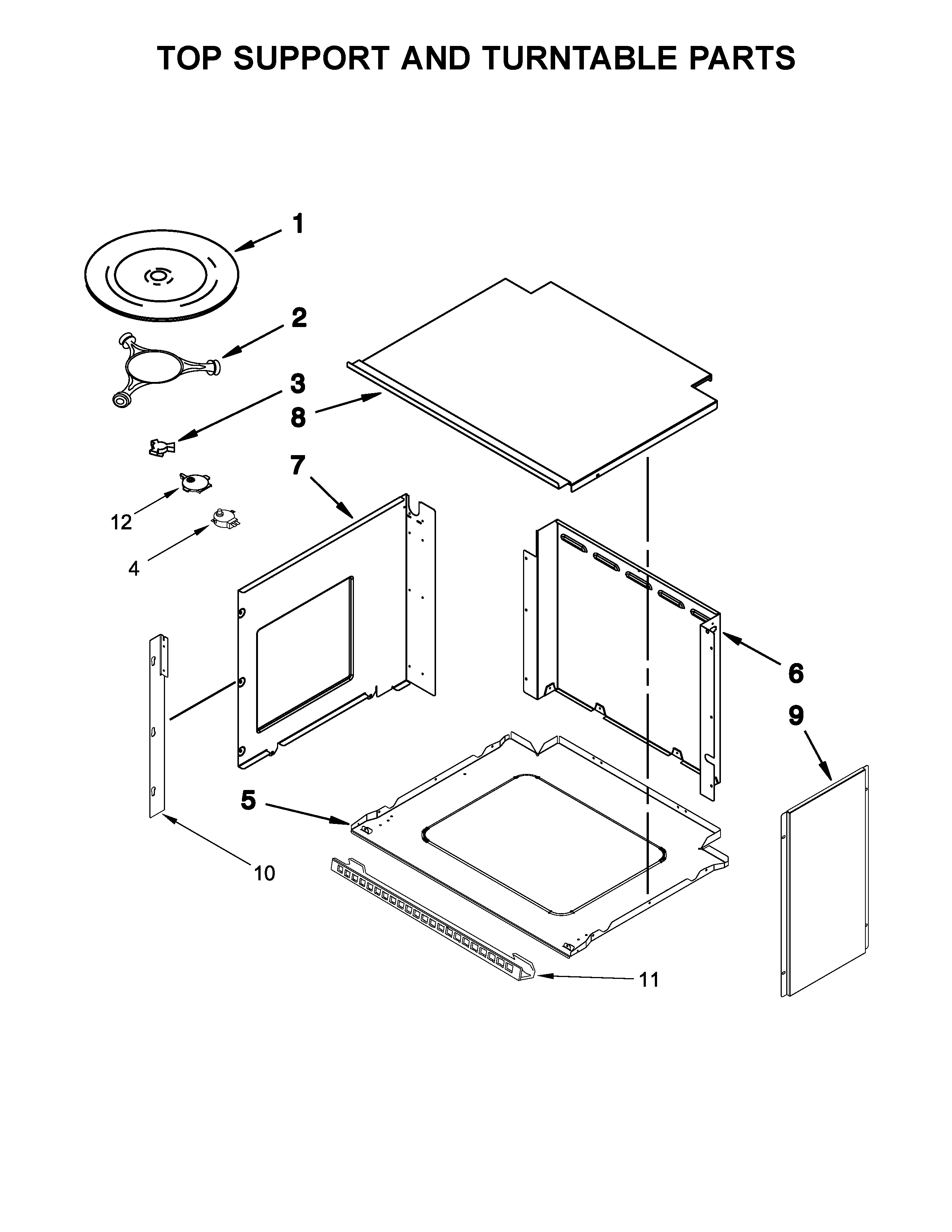 TOP SUPPORT AND TURNTABLE PARTS