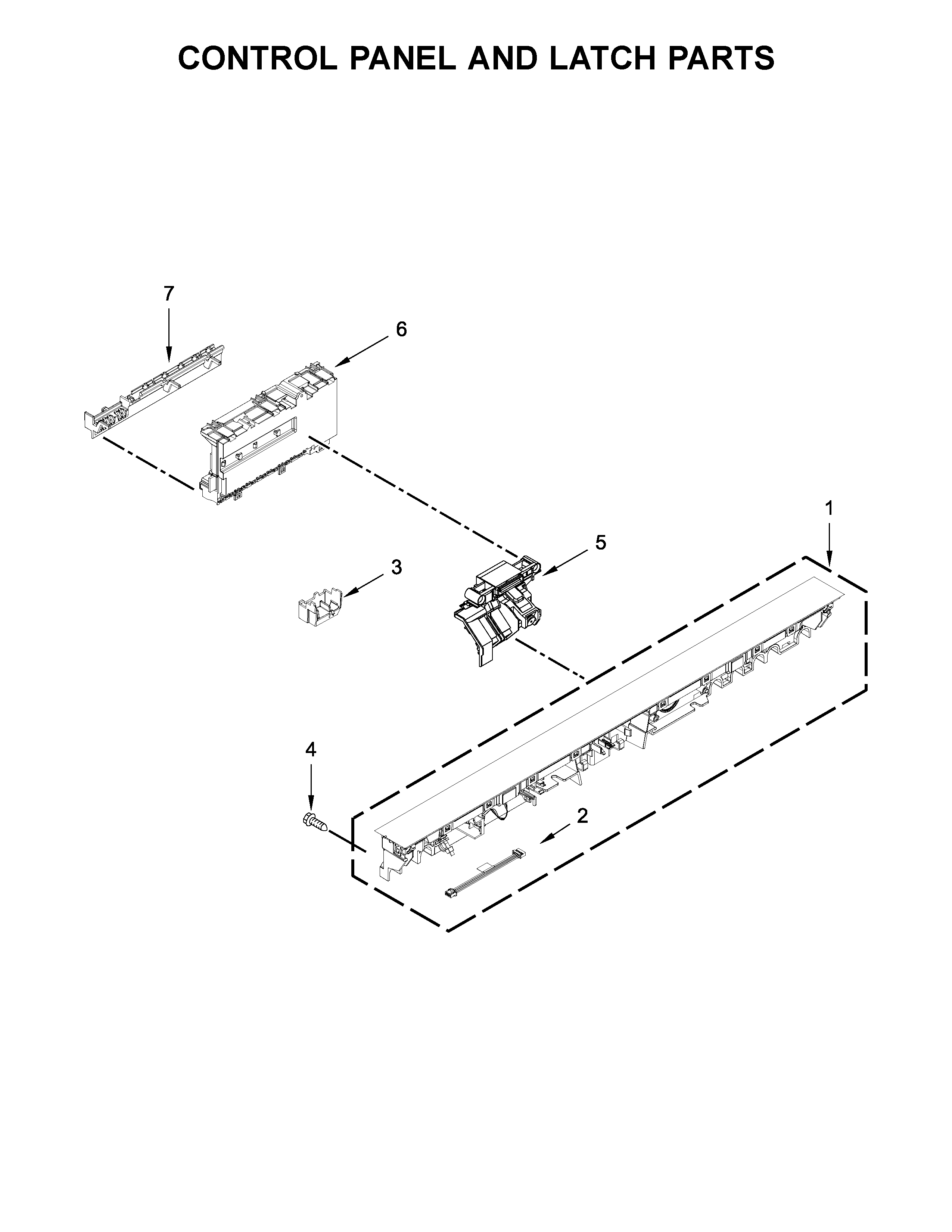 Control panel and latch parts