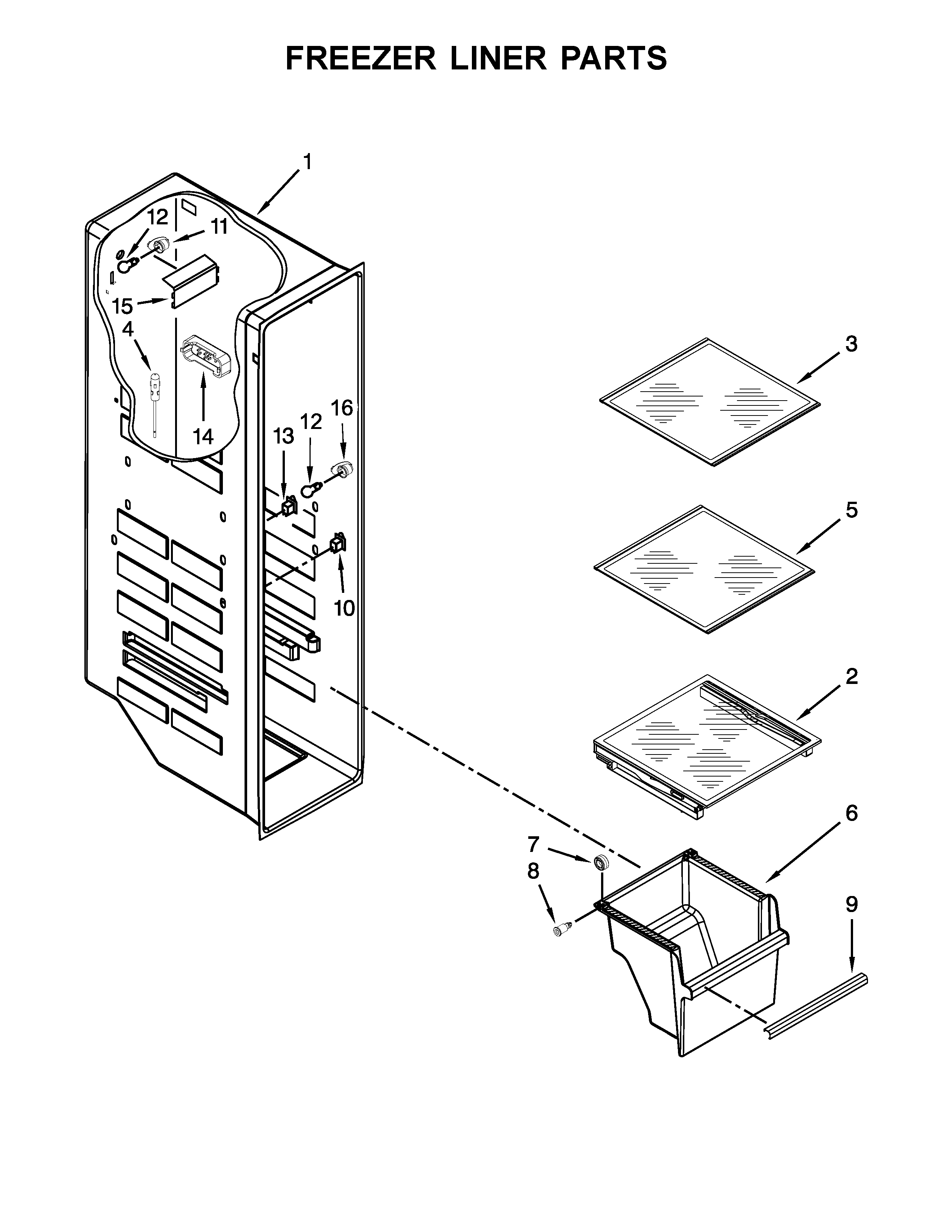 Freezer liner parts