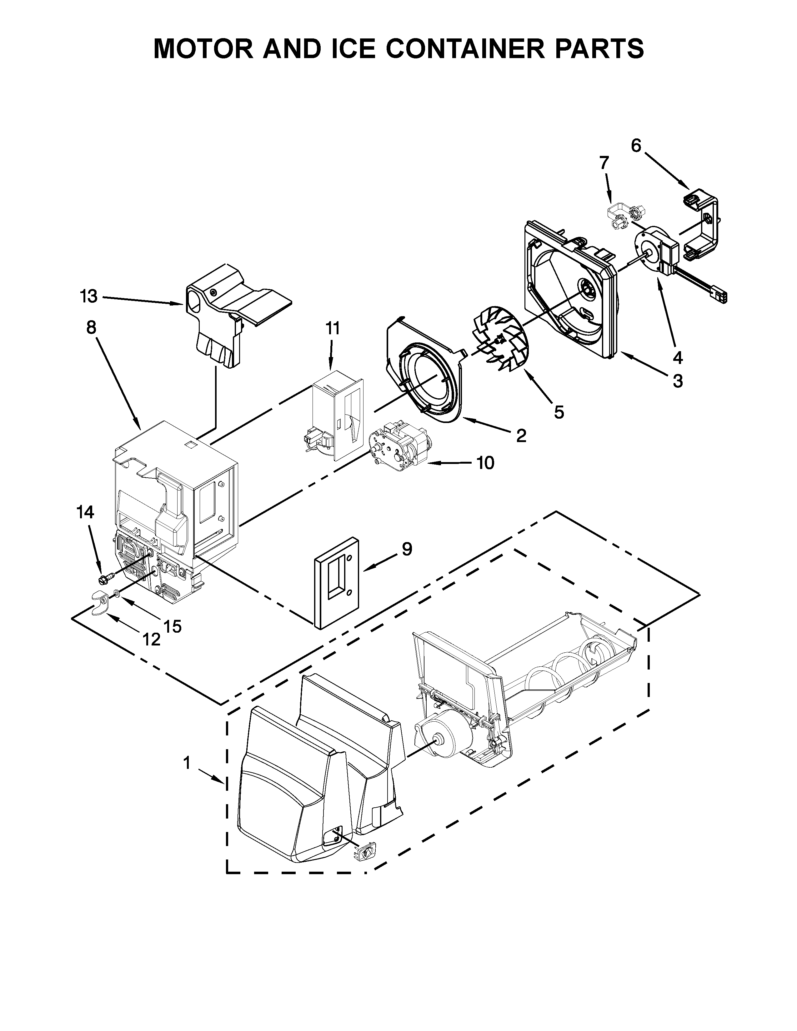 MOTOR AND ICE CONTAINER PARTS