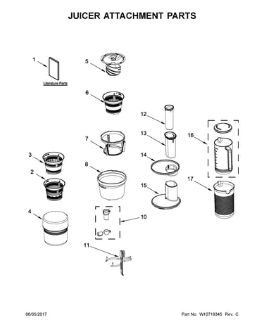 Juicer attachment parts
