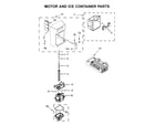 KitchenAid KRSF505EBL00 motor and ice container parts diagram
