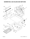 Burner box, gas valves and switches