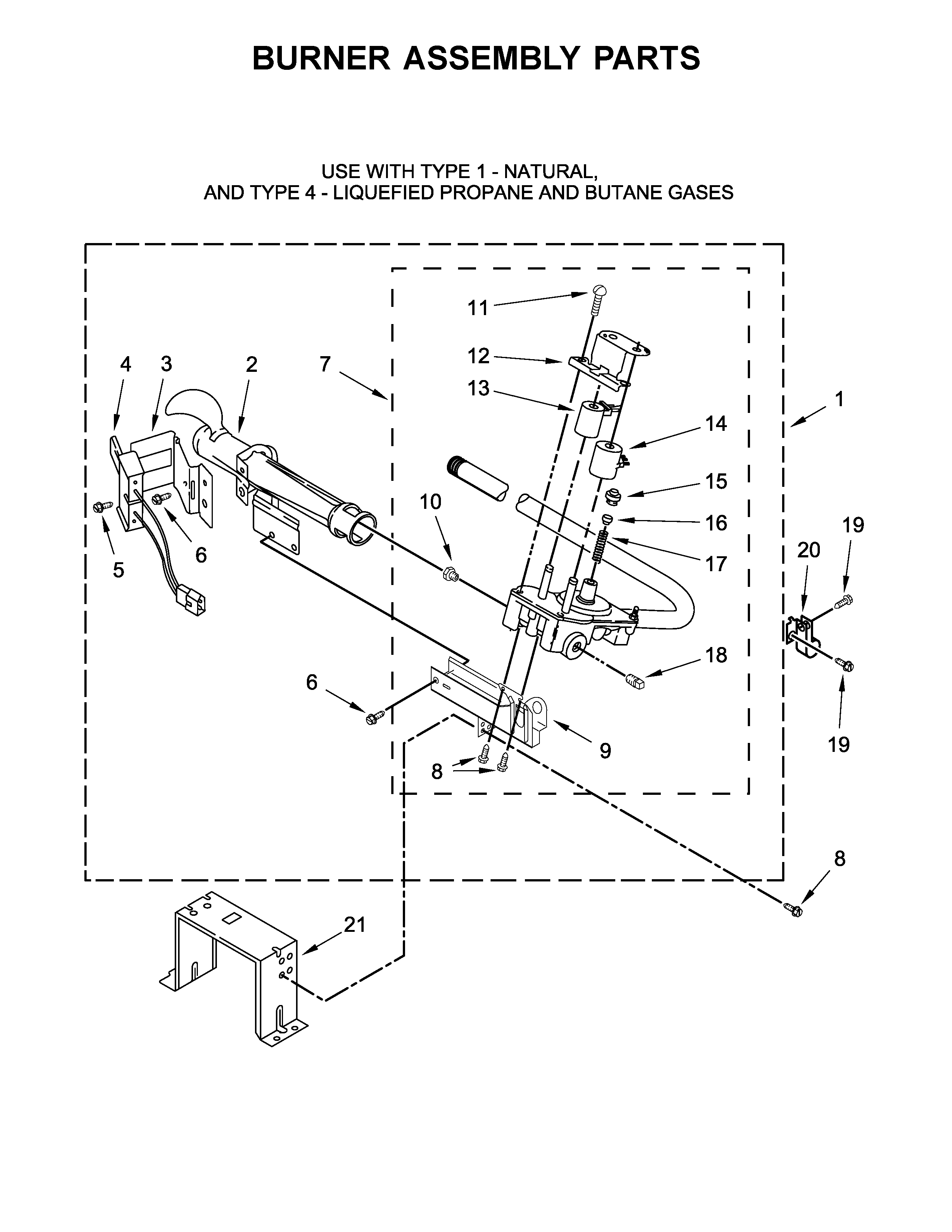 Burner assembly parts