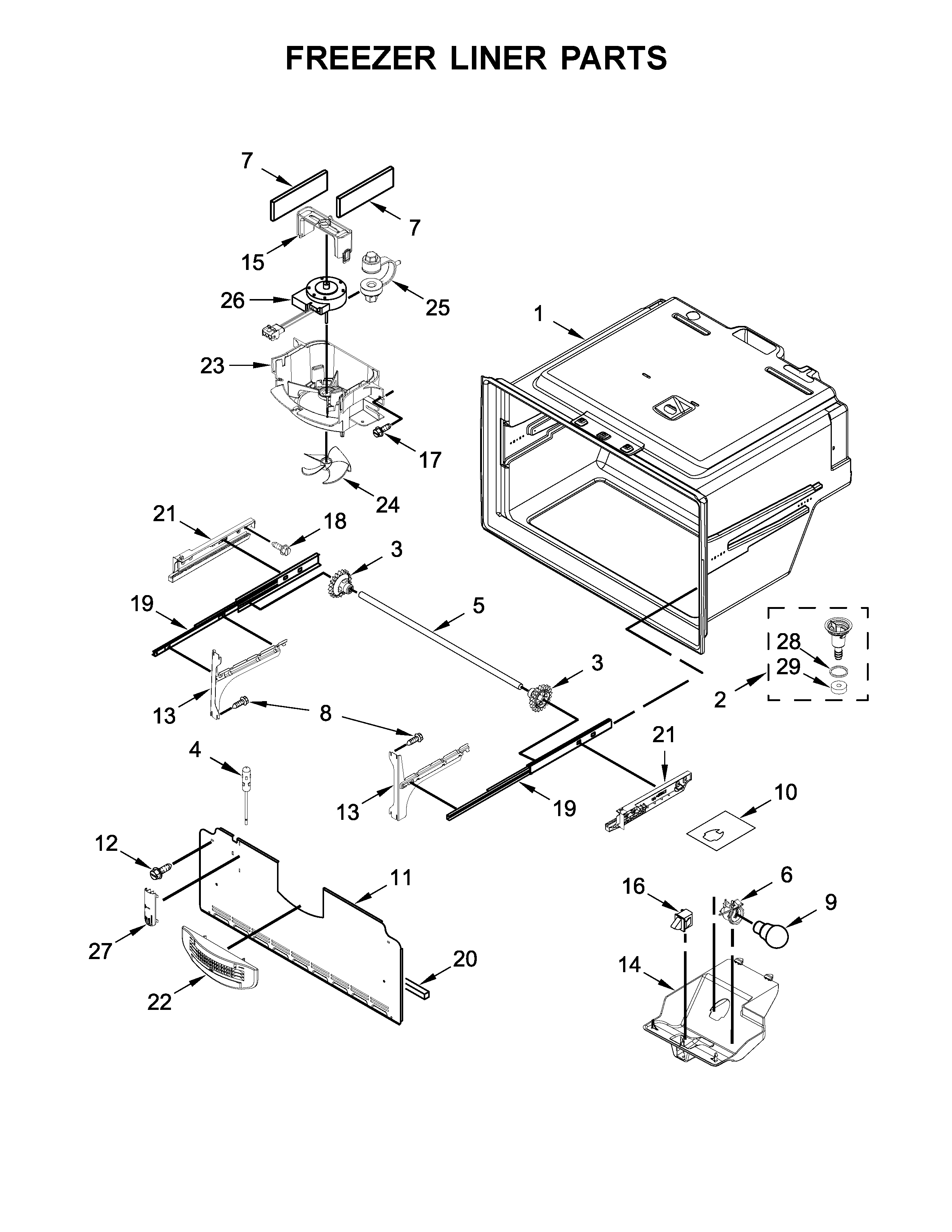Freezer liner parts