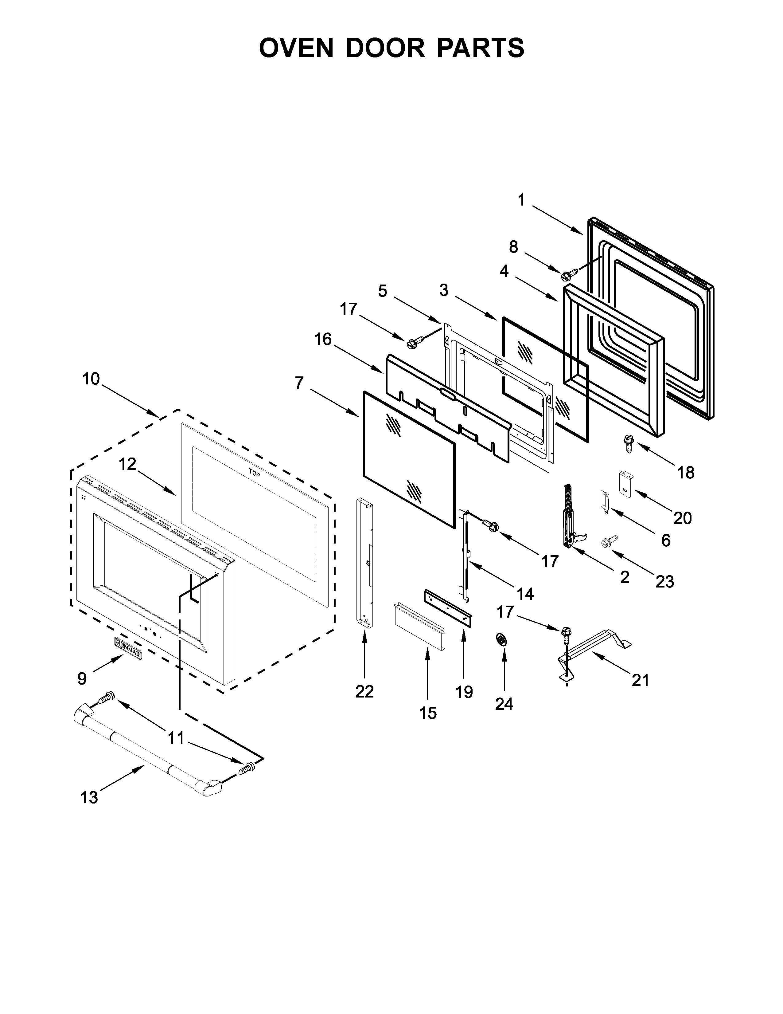 Oven door parts