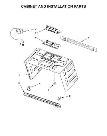 Cabinet and installation parts