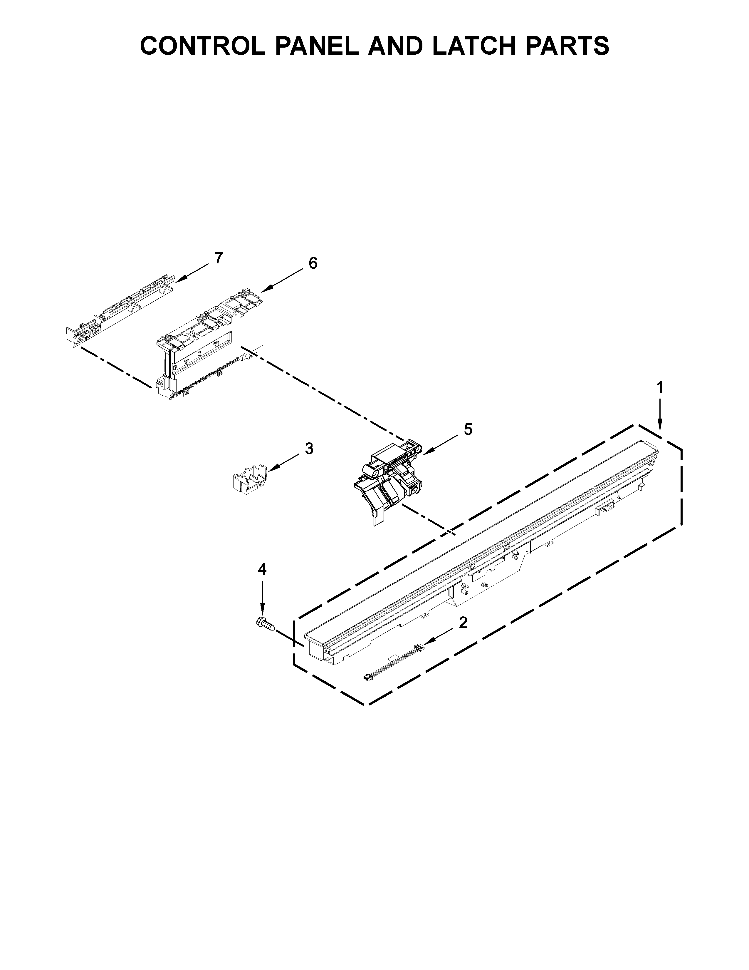 Control panel and latch parts