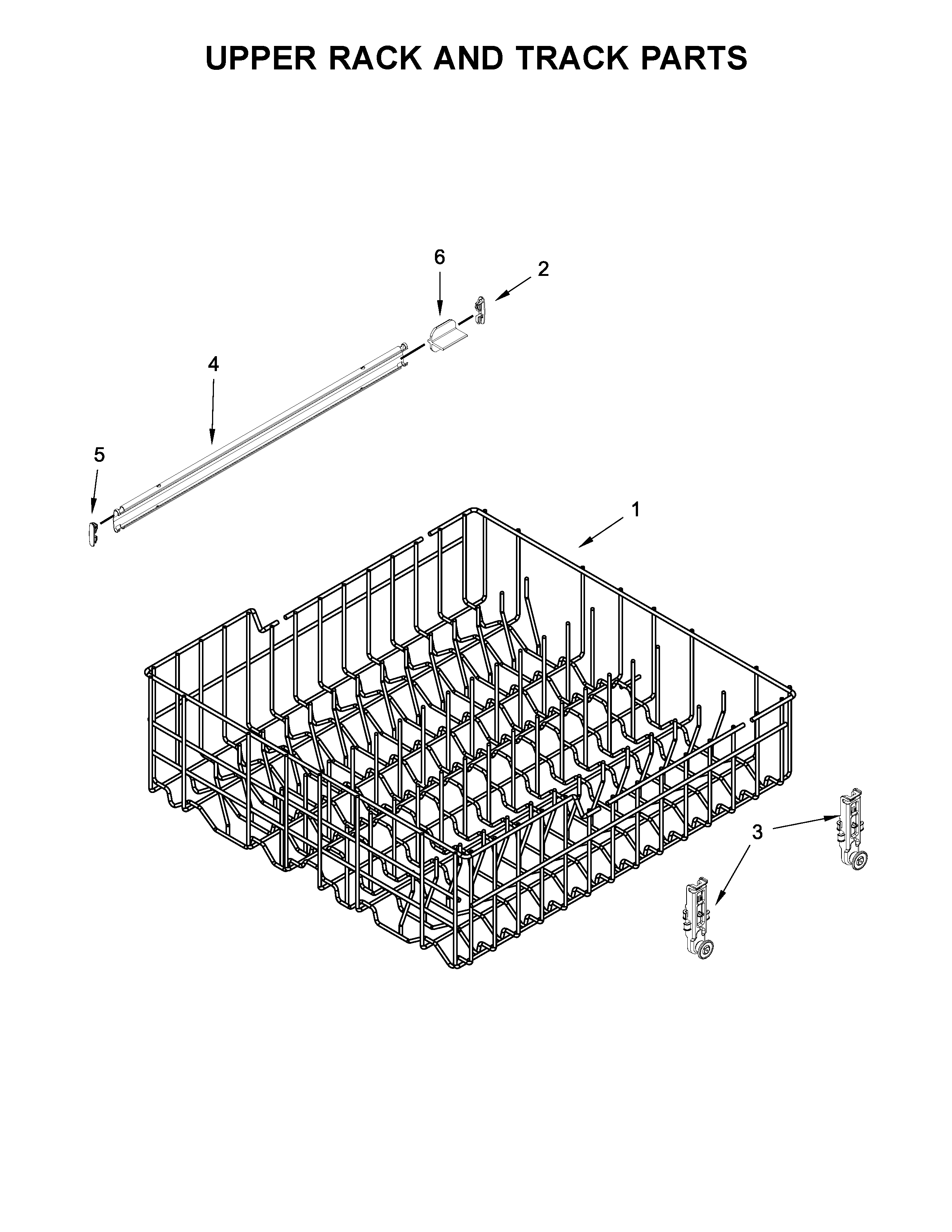 Upper rack and track parts