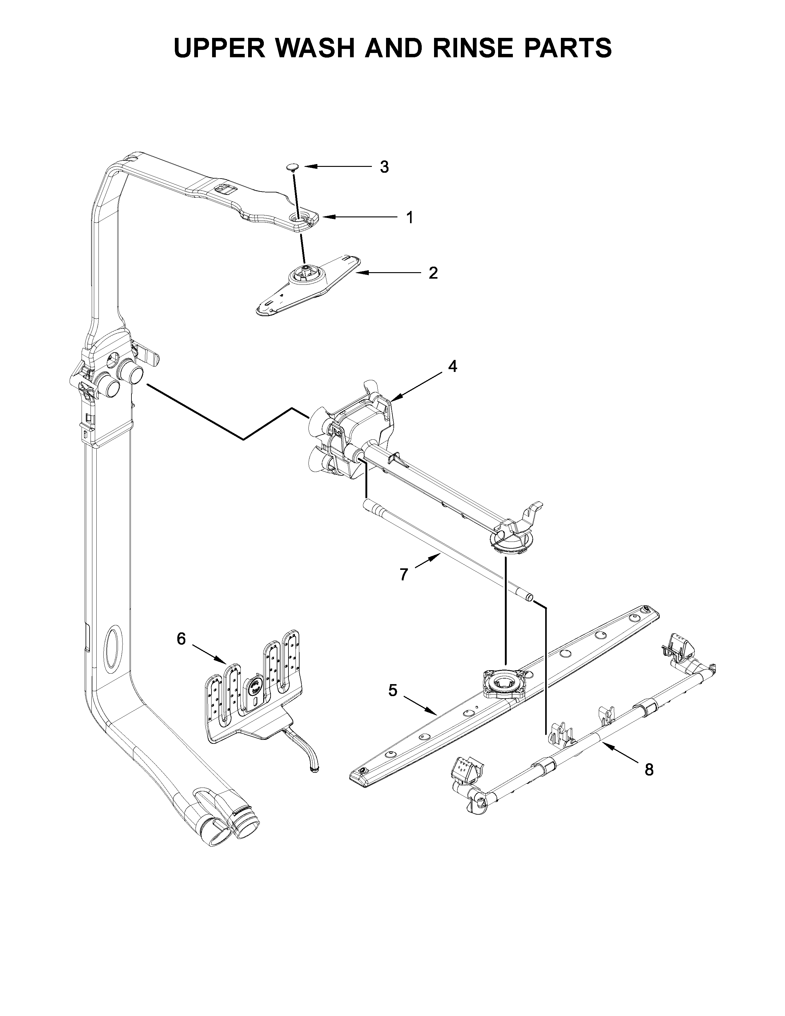 Upper wash and rinse parts