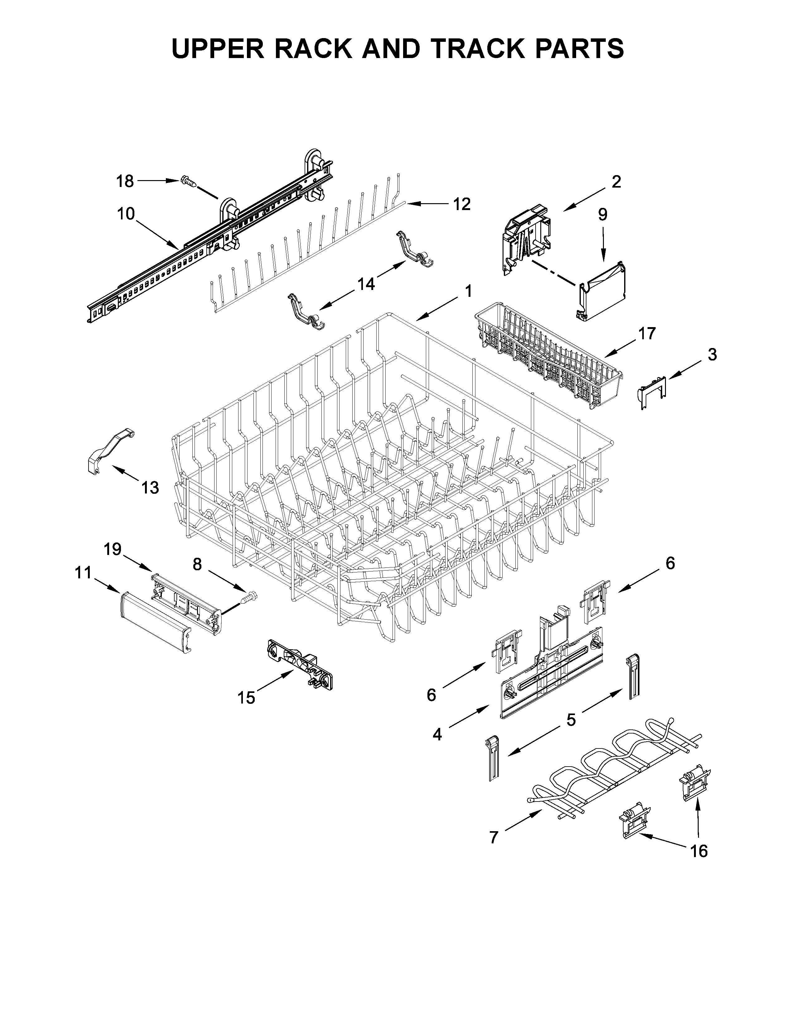 Upper rack and track parts
