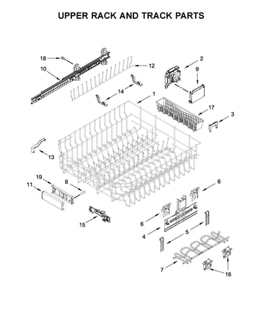 Upper rack and track parts