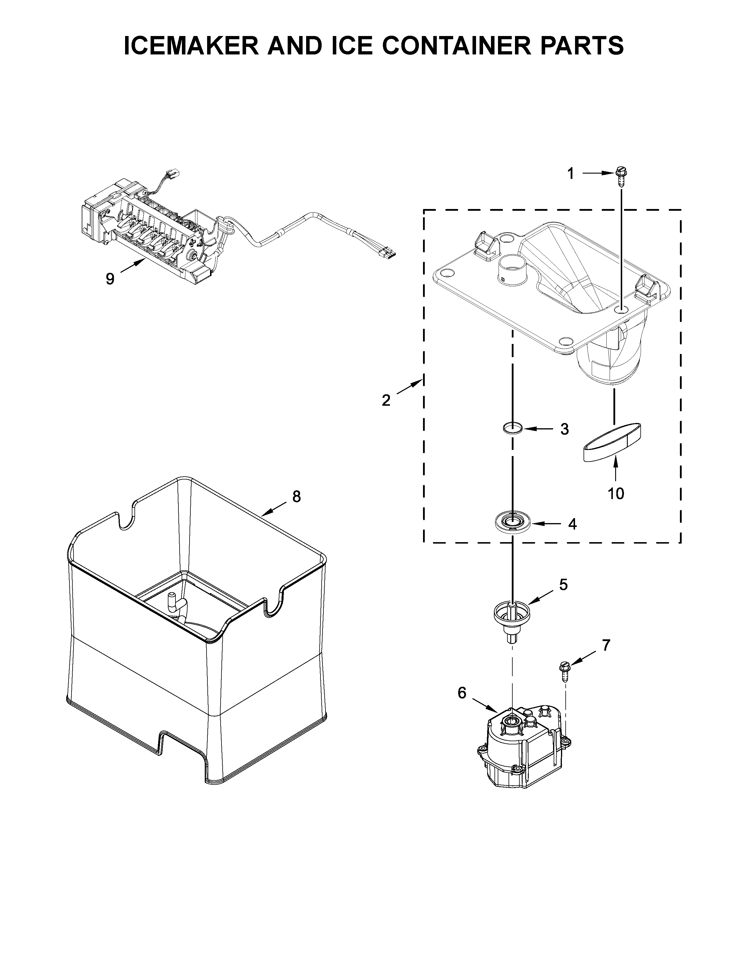 ICEMAKER AND ICE CONTAINER PARTS