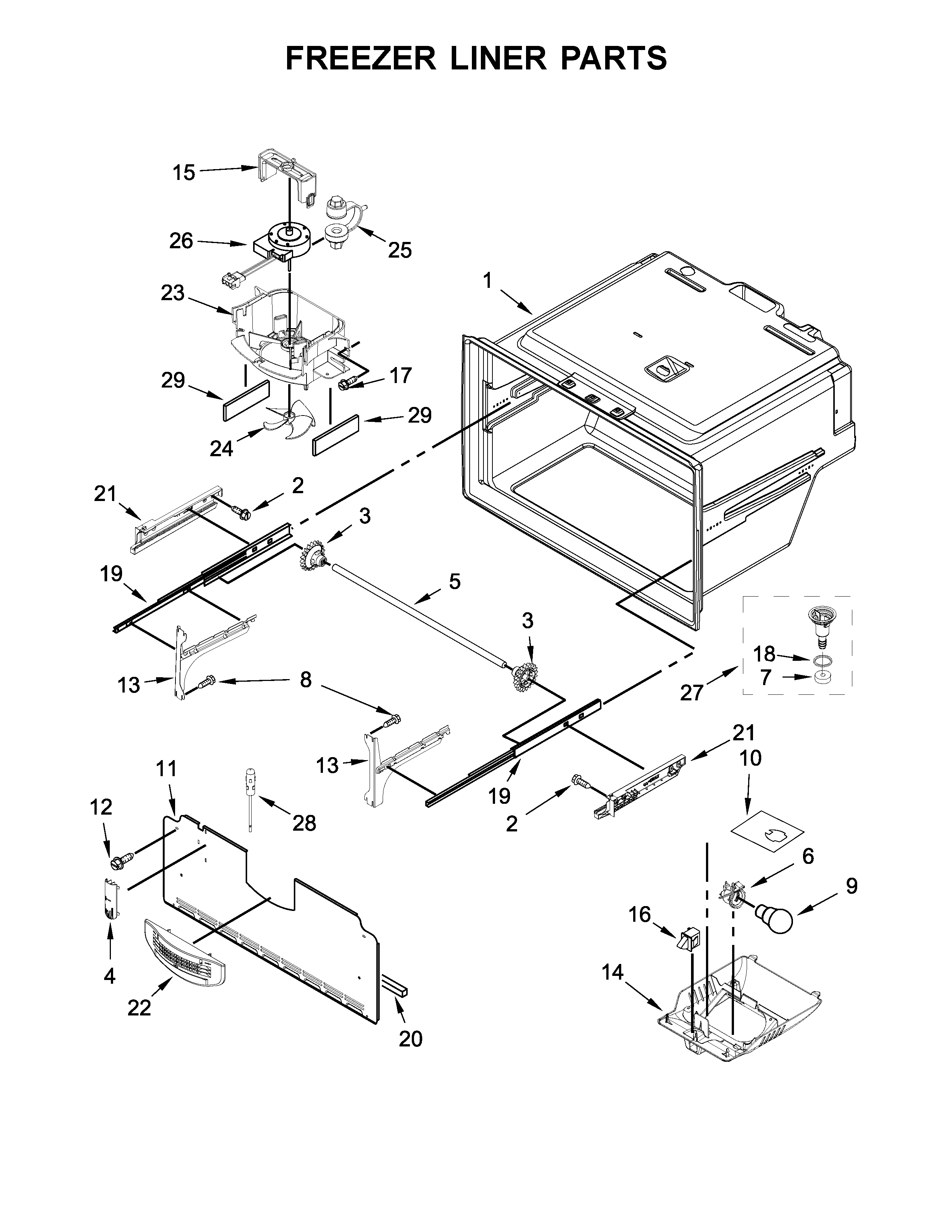 Freezer liner parts