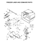 Freezer liner and icemaker parts