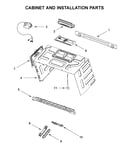 Cabinet and installation parts