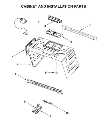 Cabinet and installation parts
