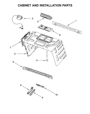 Cabinet and installation parts