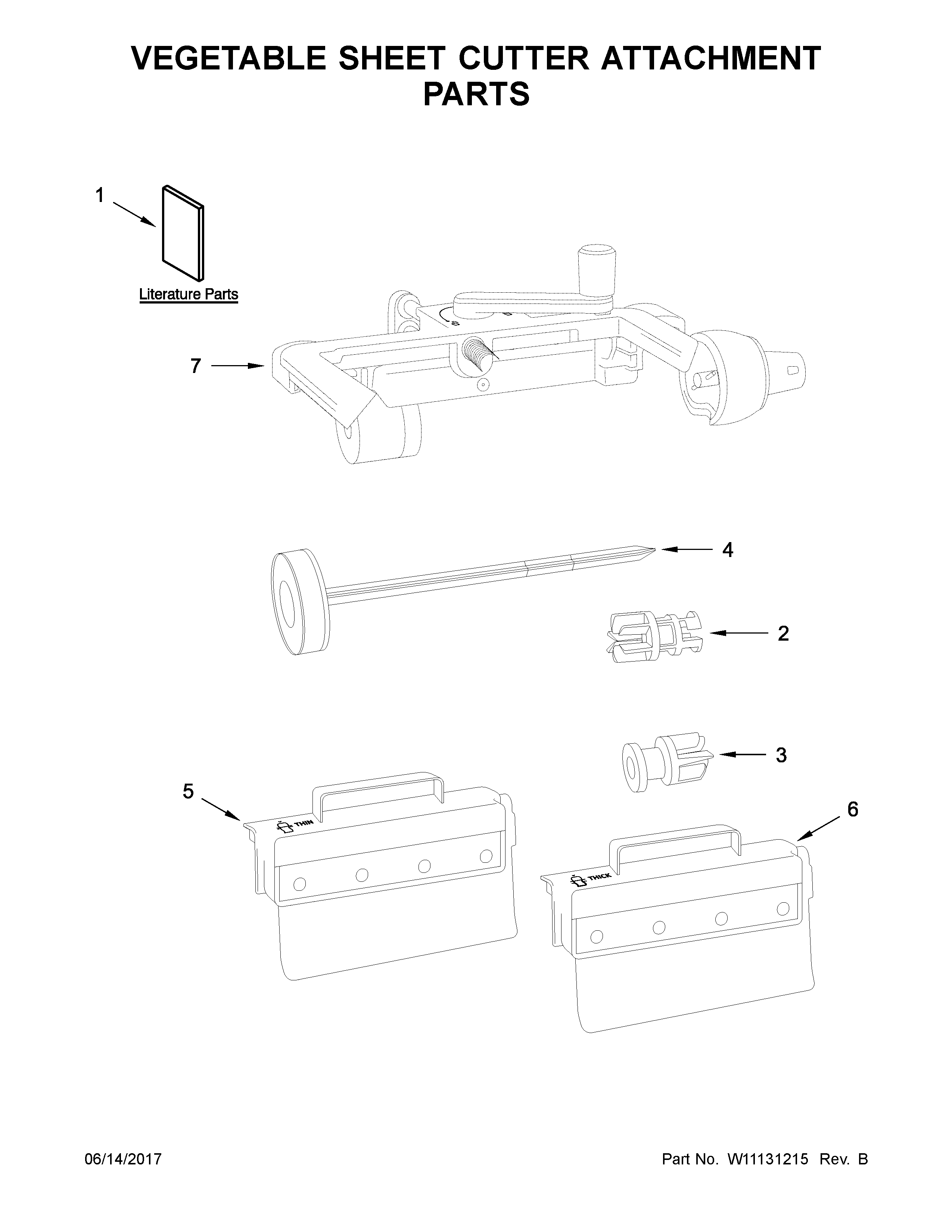 Vegetable sheet cutter attachment parts