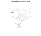 Whirlpool W3CG3014XW02 cooktop, burner and grate parts diagram