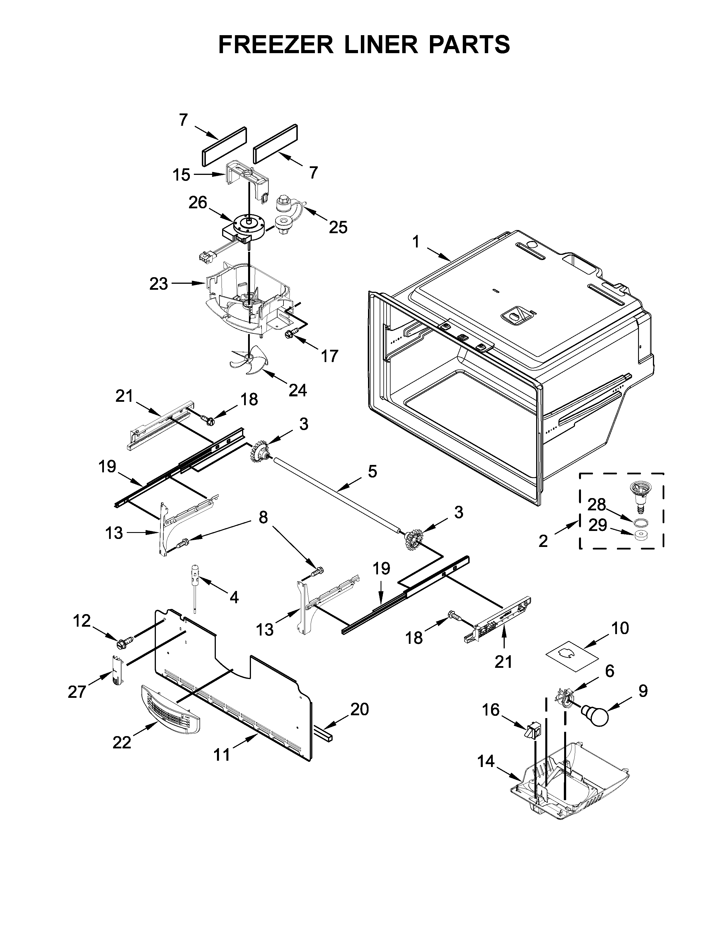 Freezer liner parts