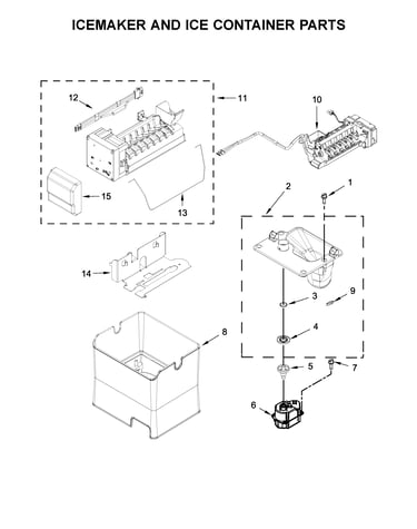 Icemaker and ice container parts