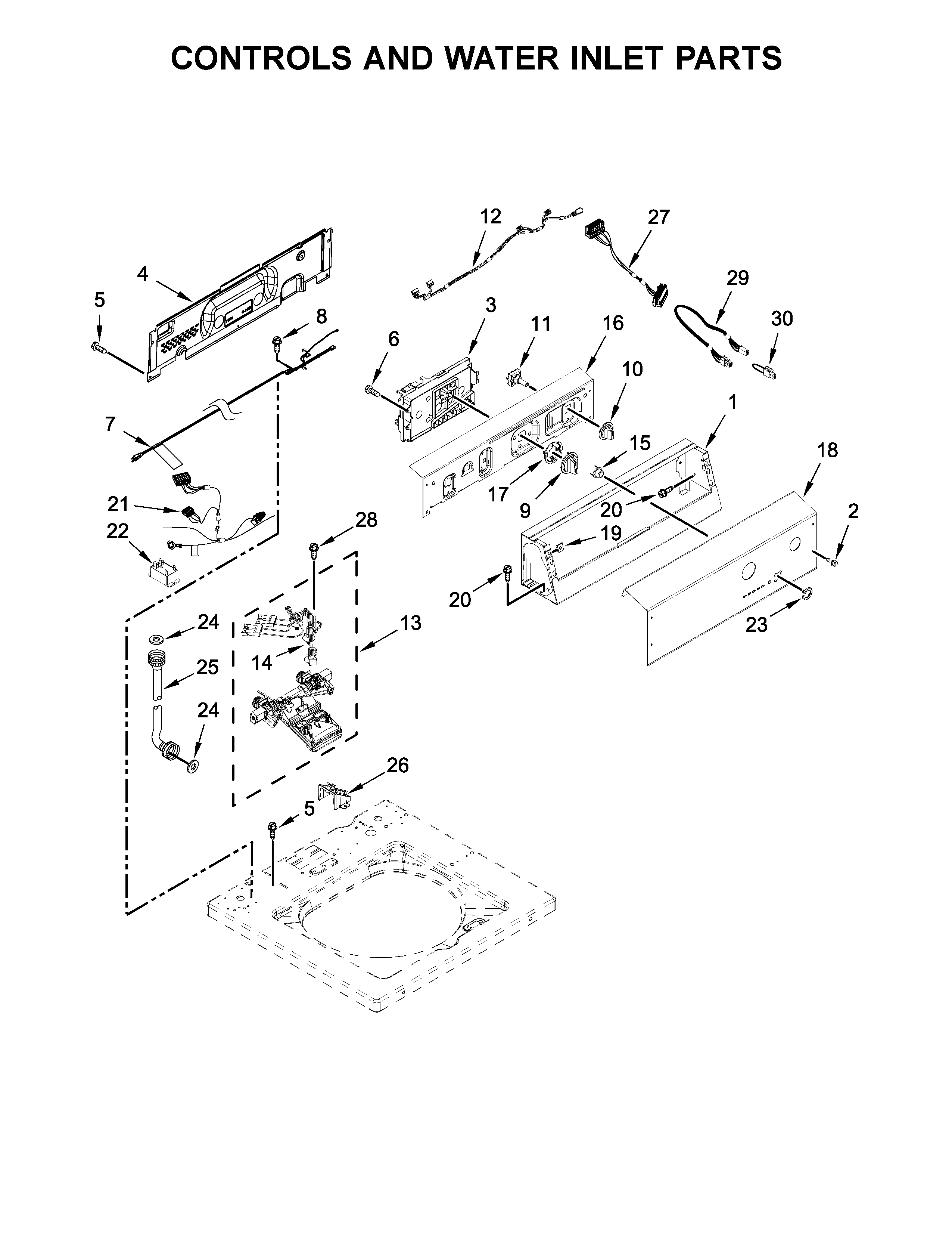 CONTROLS AND WATER INLET PARTS