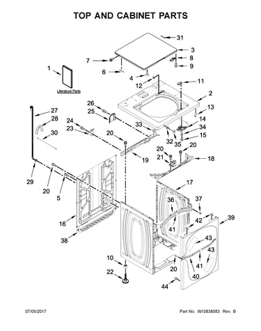 Top and cabinet parts
