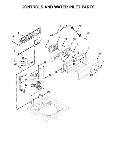 Controls and water inlet parts