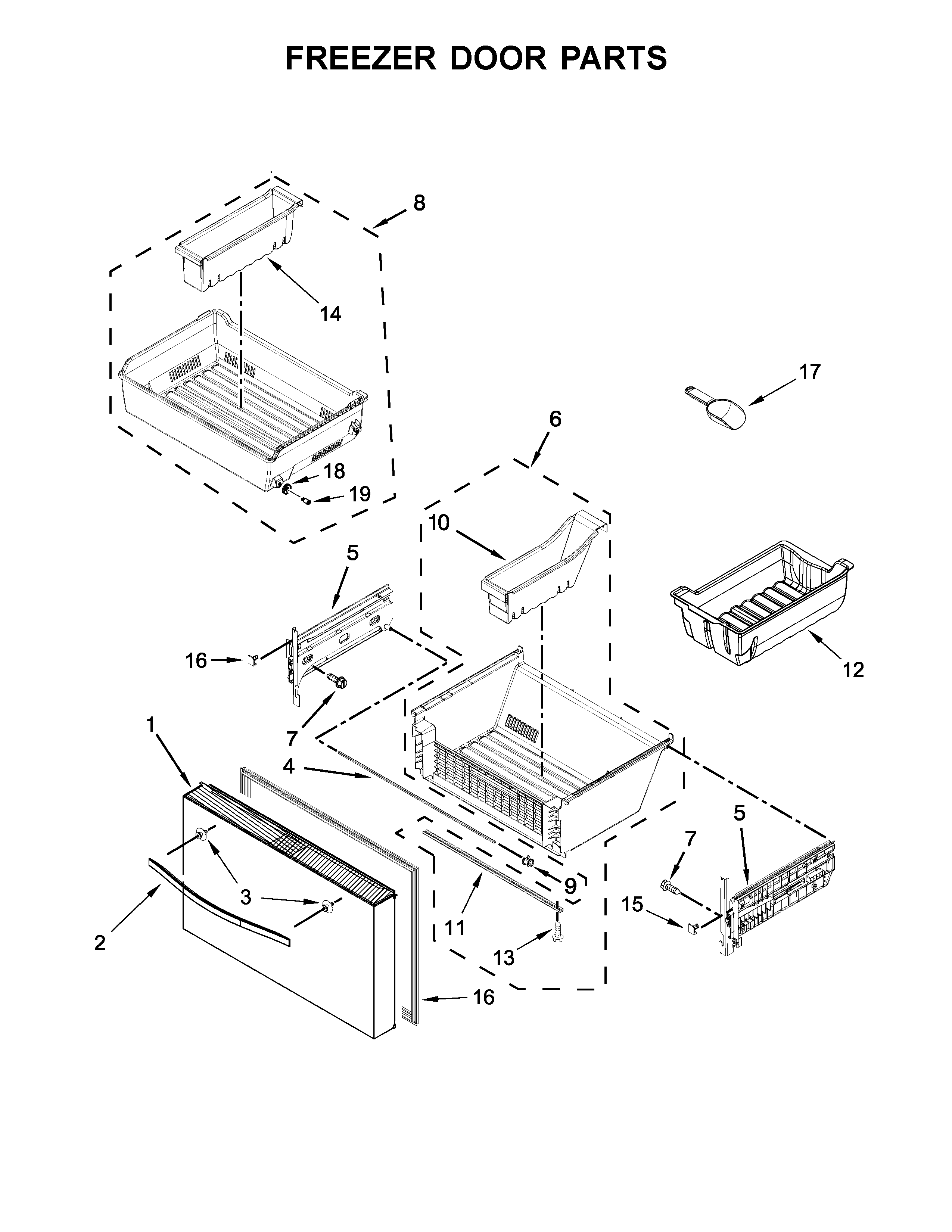 Freezer door parts
