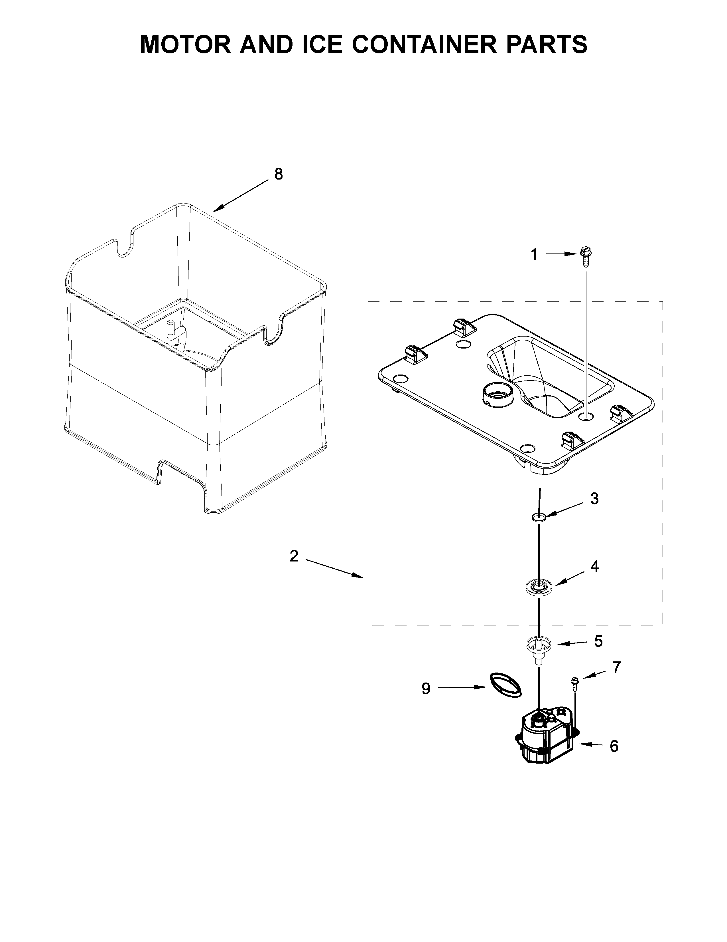 Motor and ice container parts