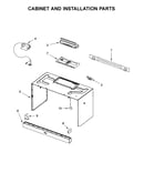 Cabinet and installation parts