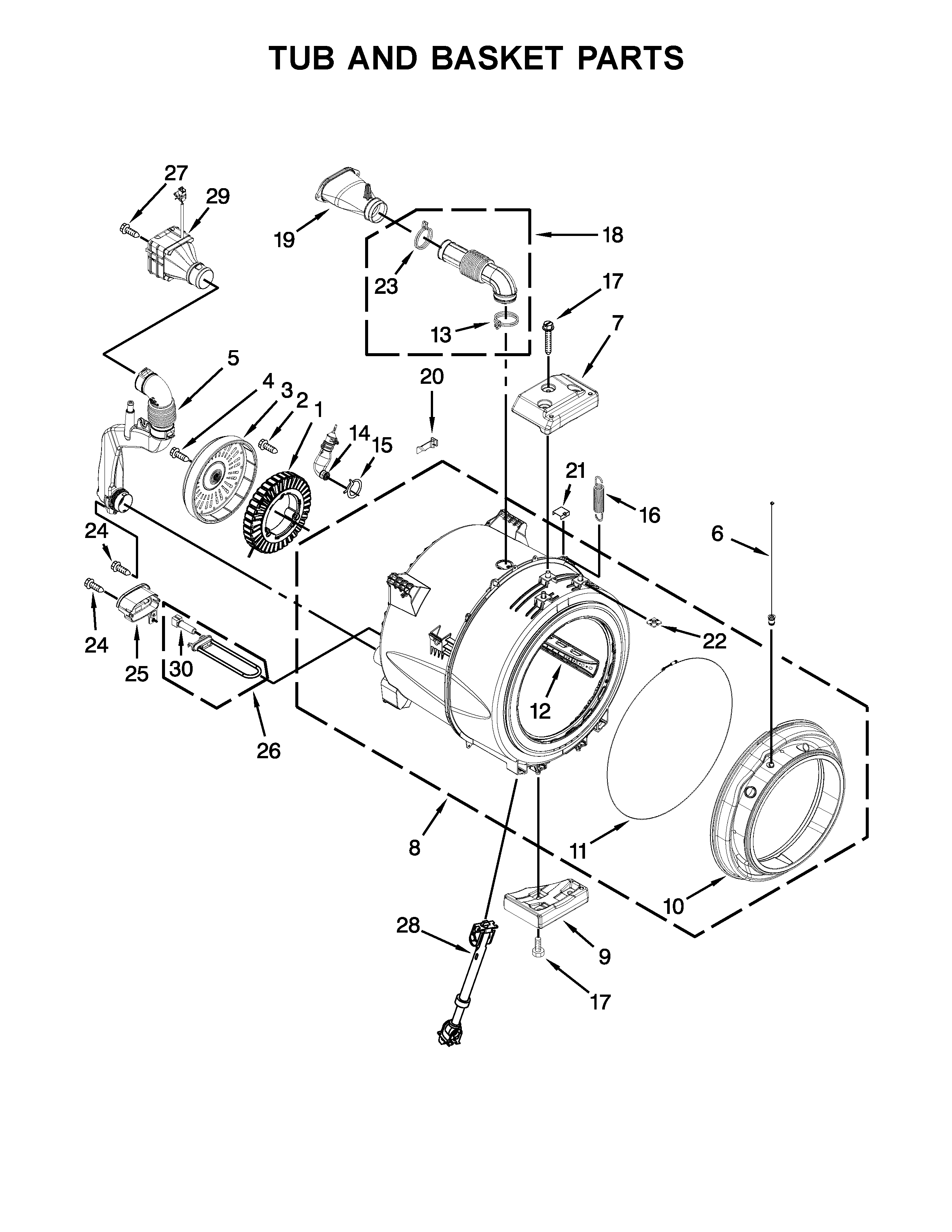 Tub and basket parts
