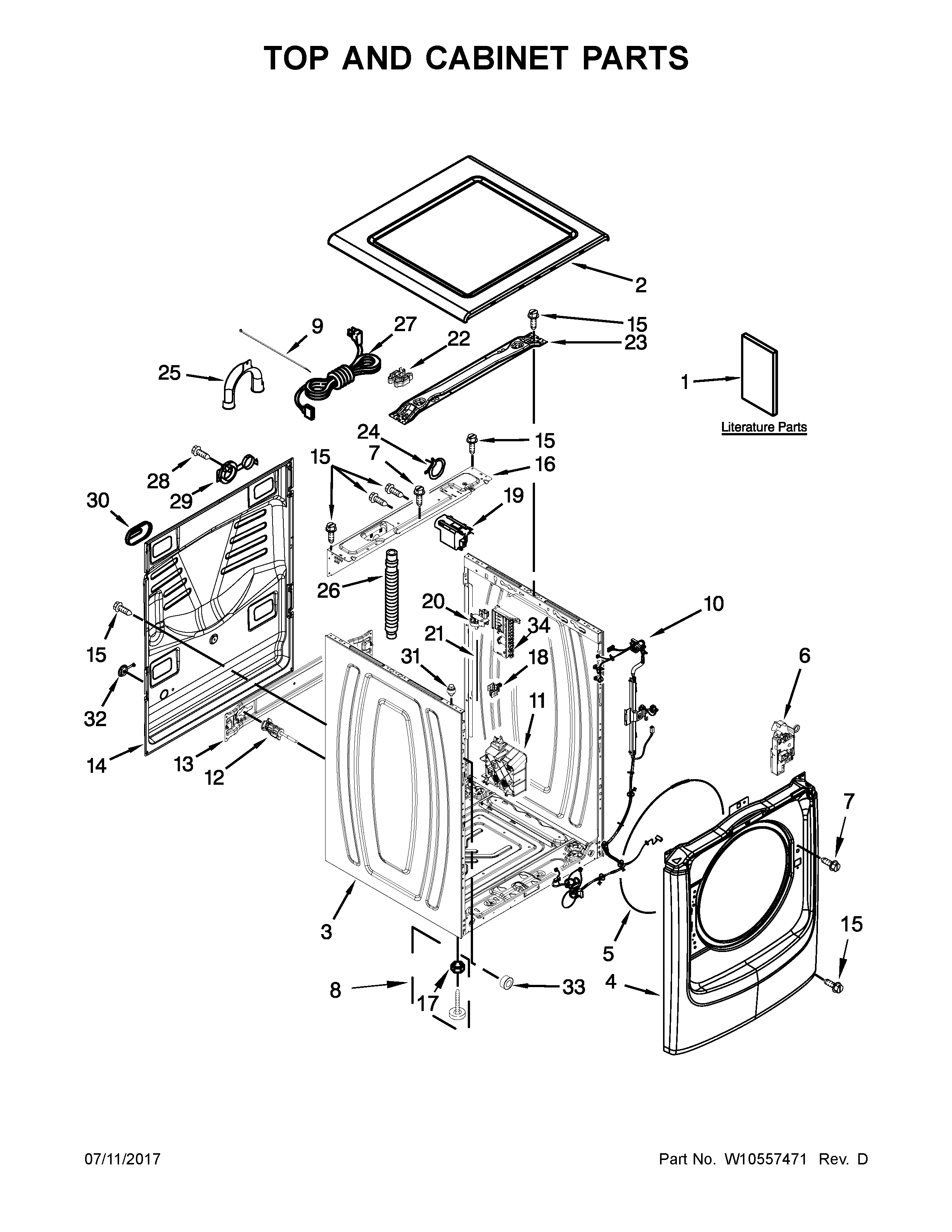 Top and cabinet parts