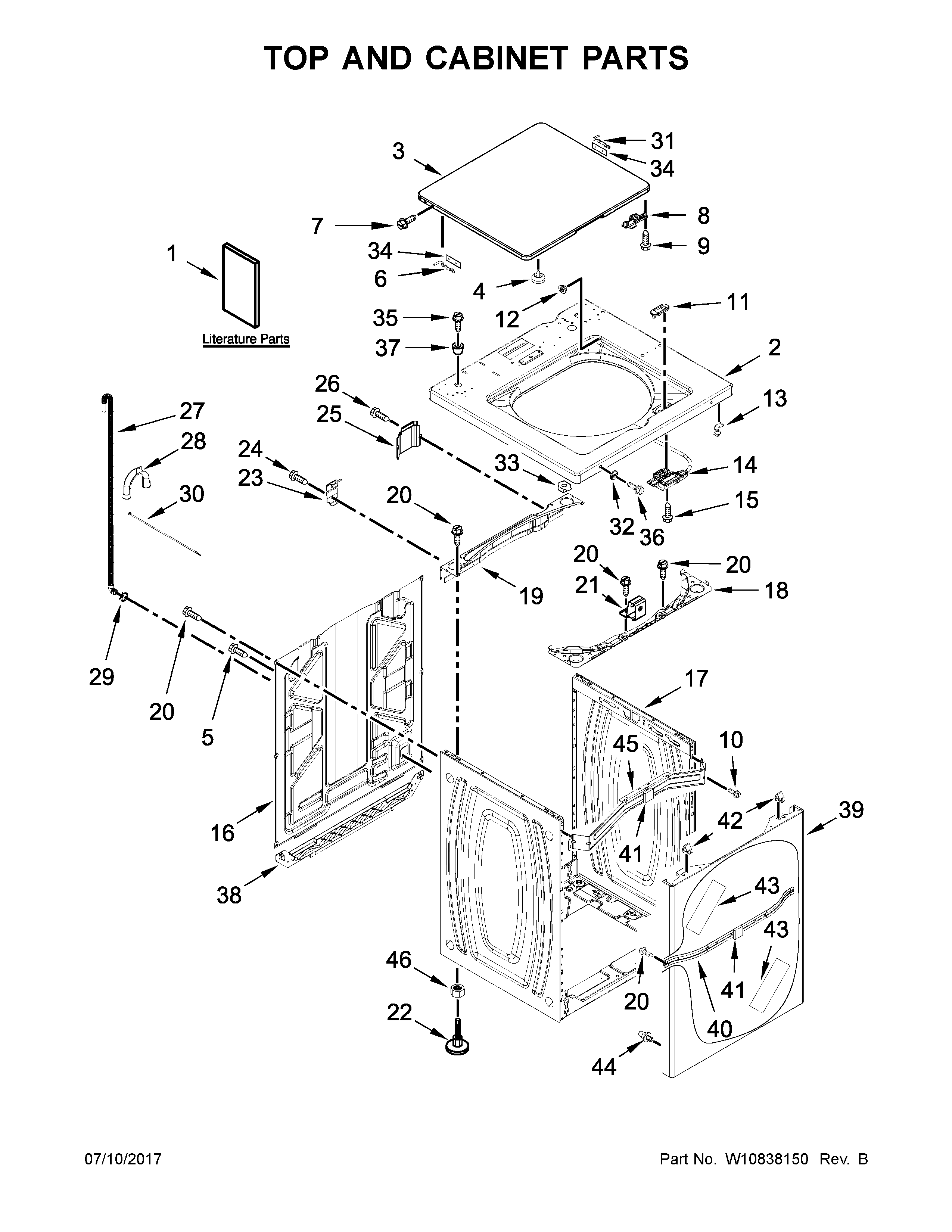 Top and cabinet parts