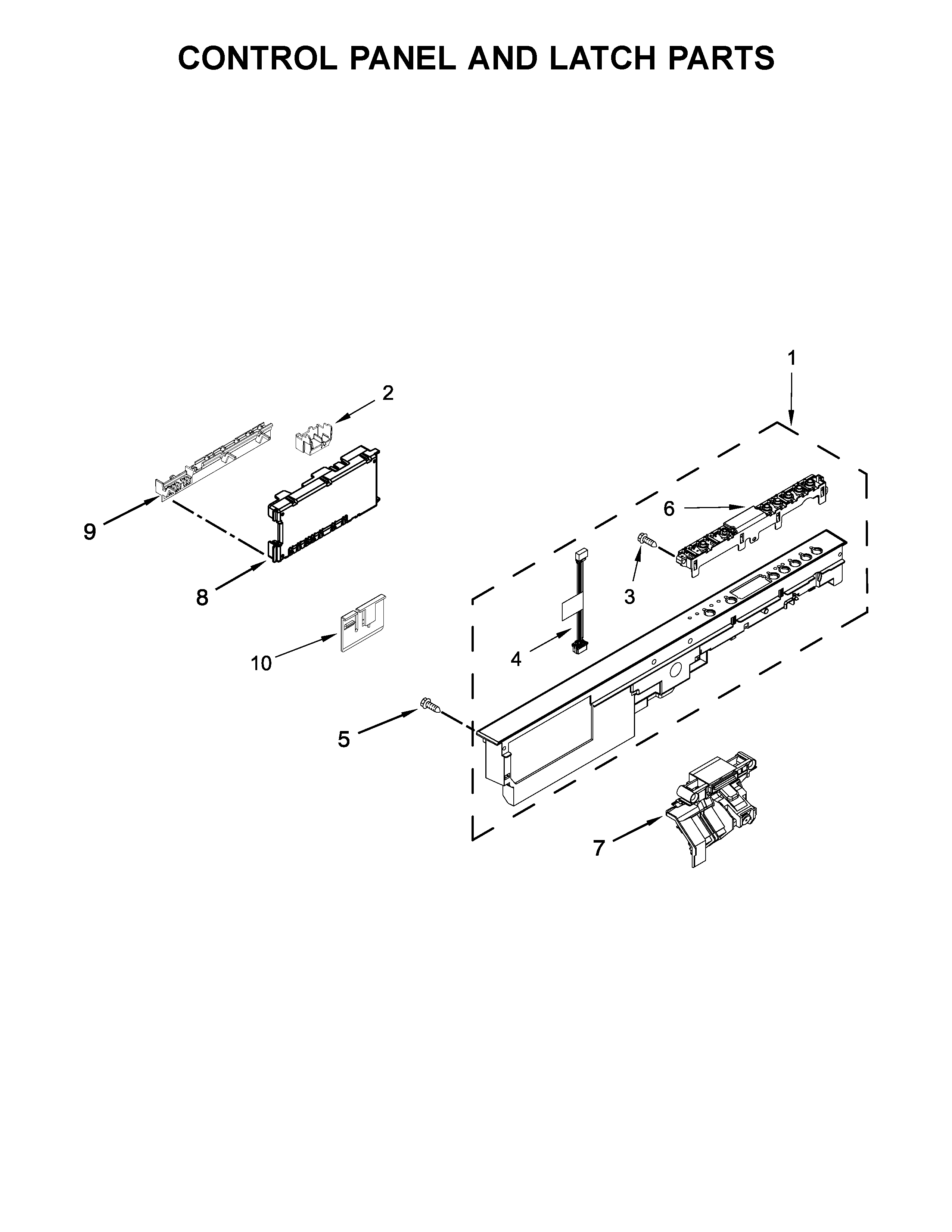 Control panel and latch parts