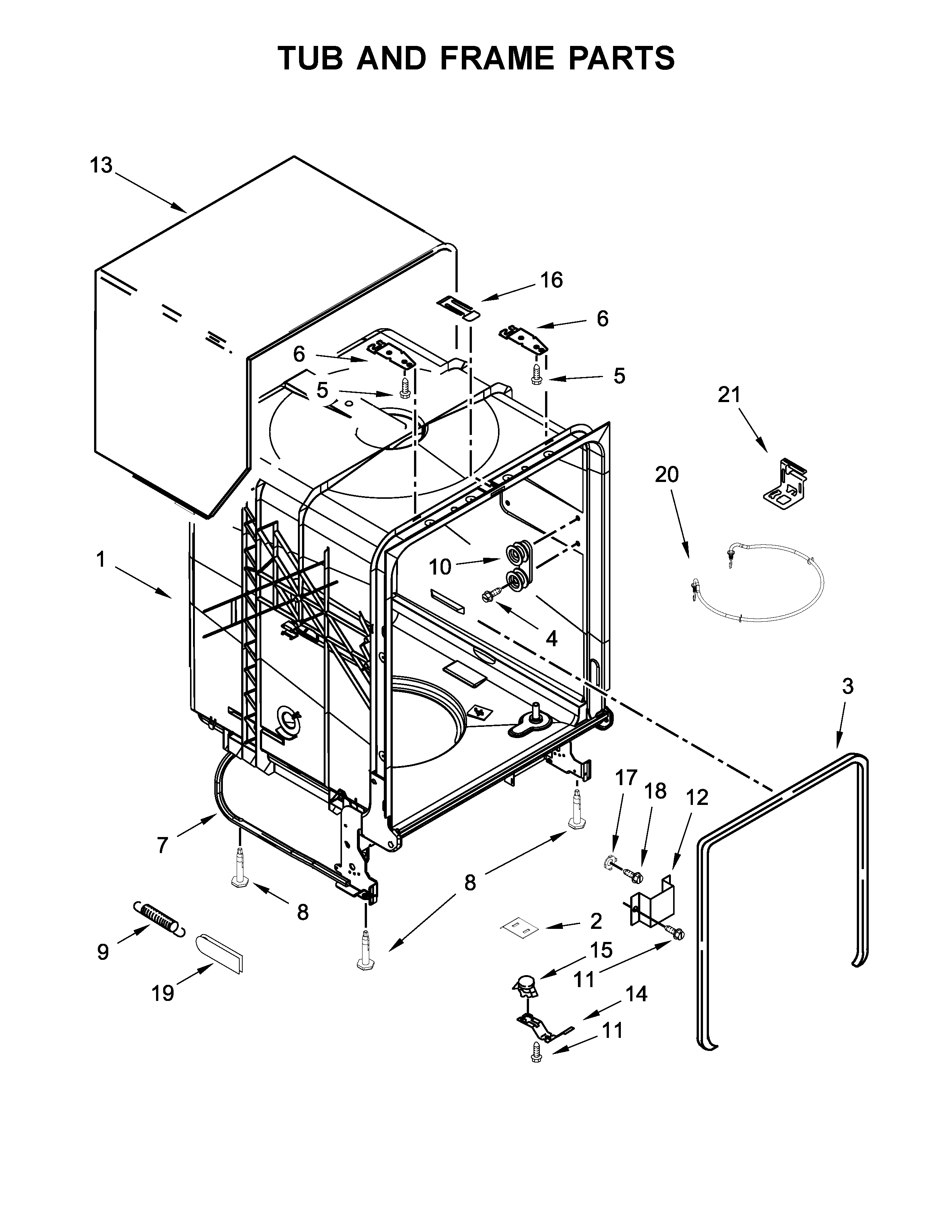 TUB AND FRAME PARTS