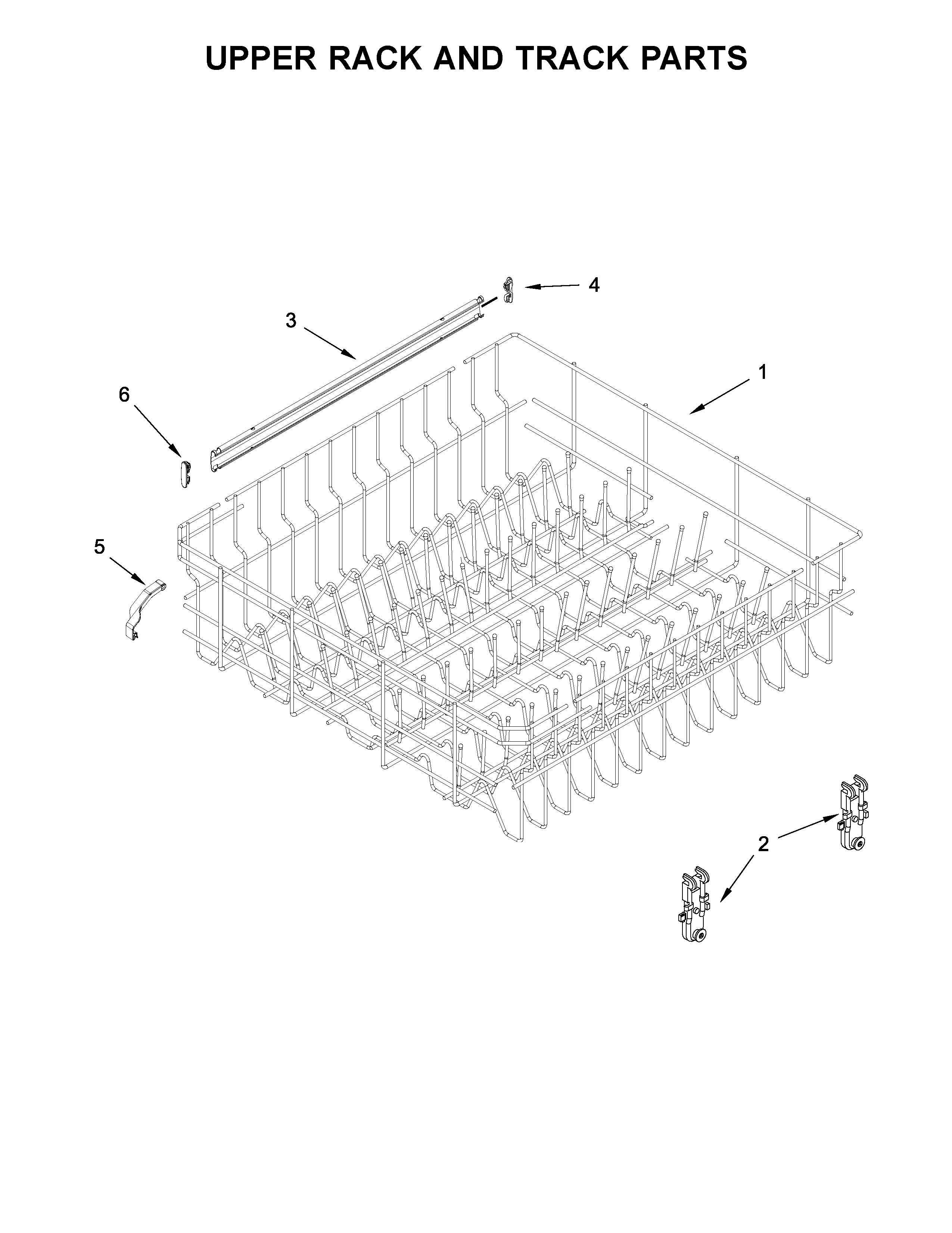 Upper rack and track parts
