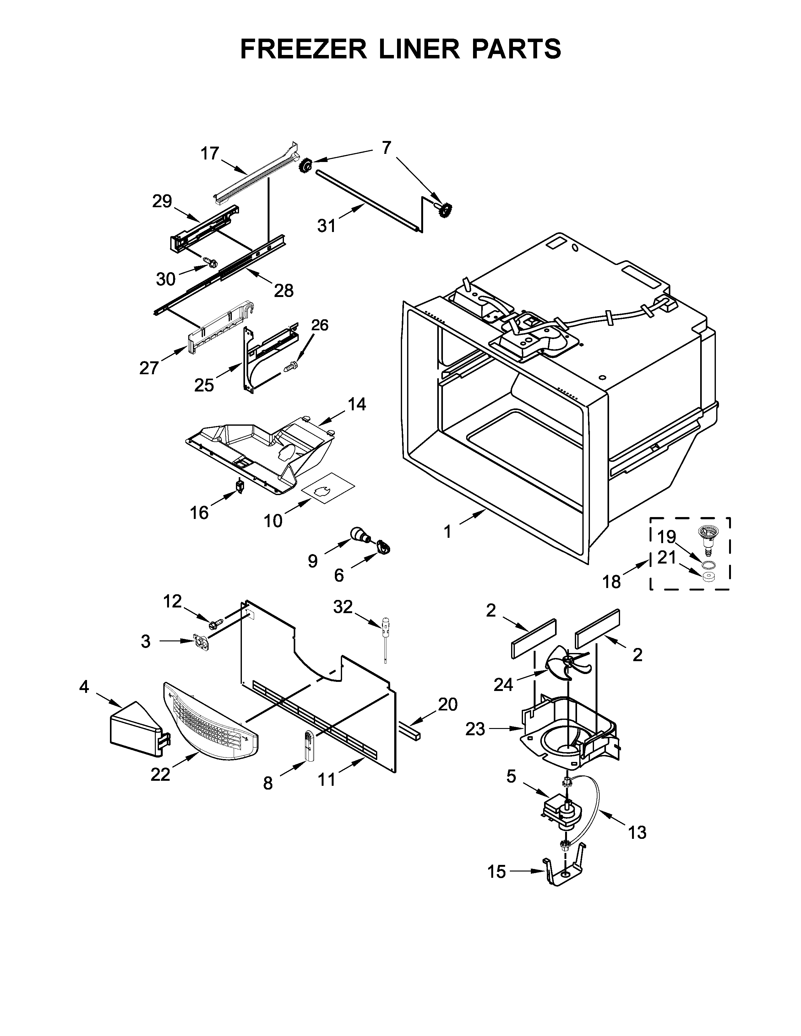 Freezer liner parts