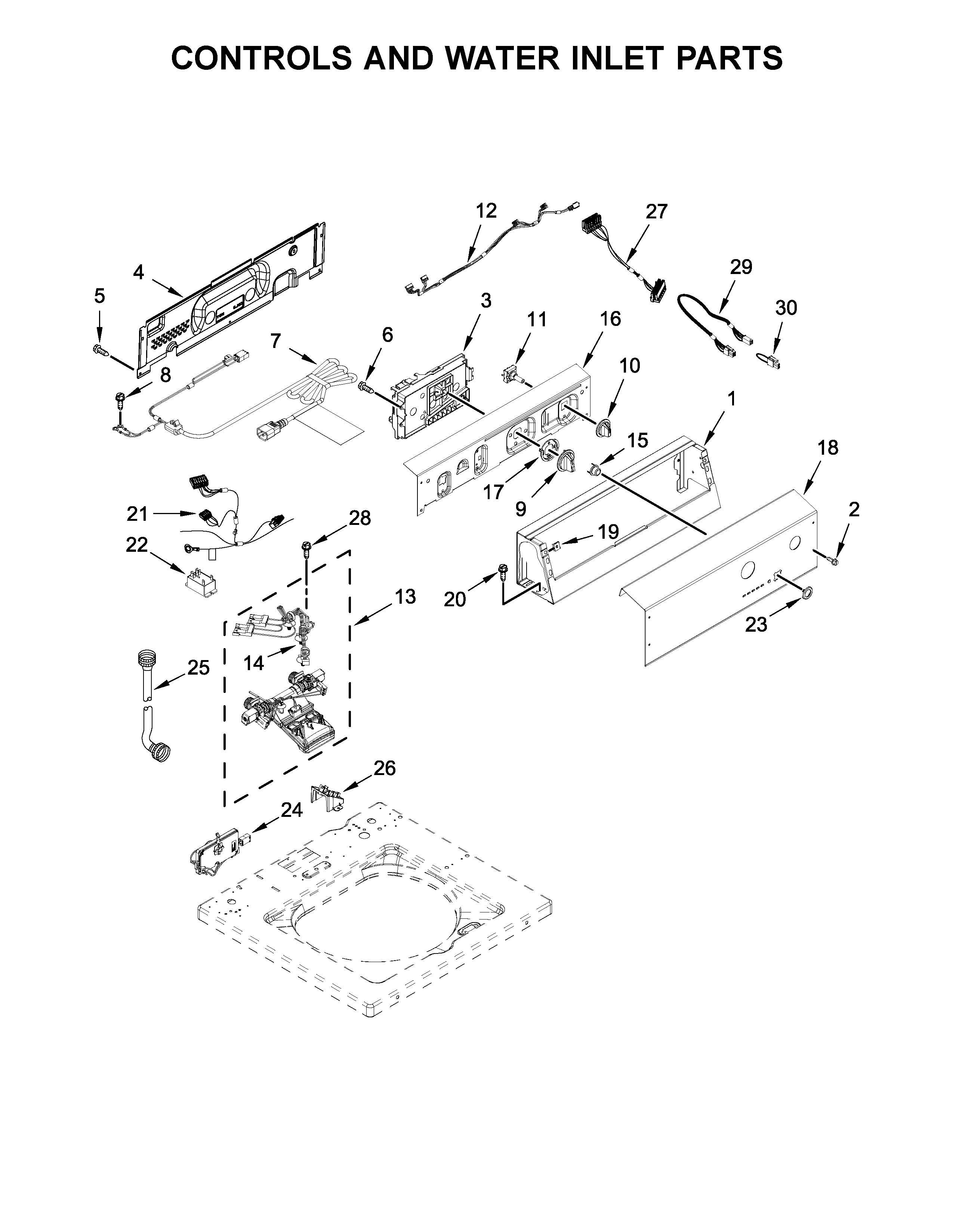 CONTROLS AND WATER INLET PARTS